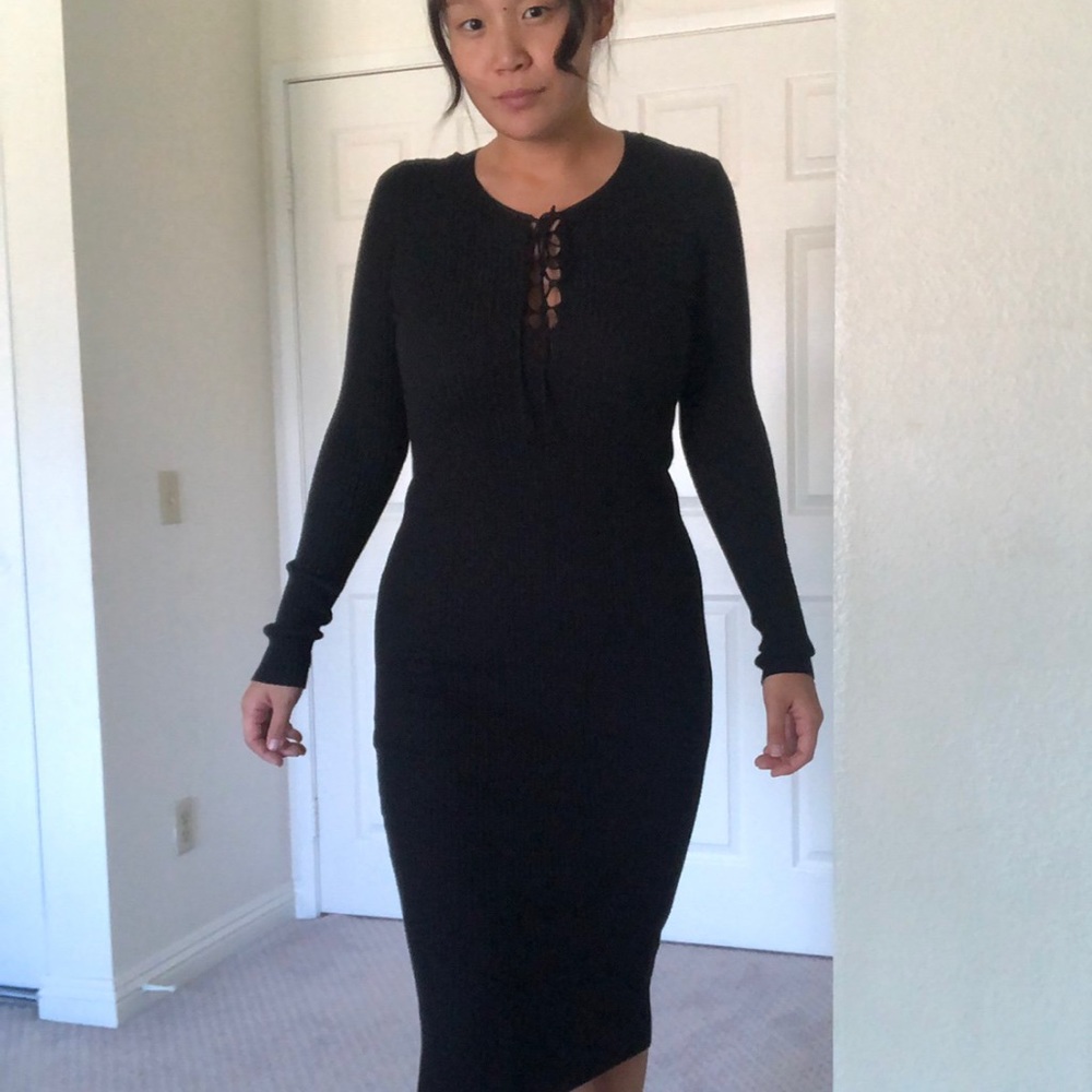 Zara knitted bodycon dress with lace-up detailing